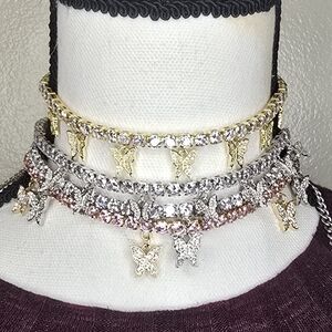 Butterfly Charm Necklace Set in Gold and Silver